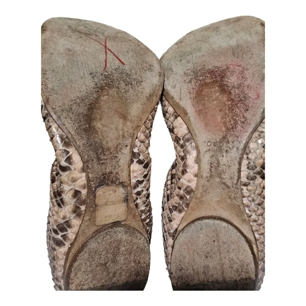 GUCCI Snakeskin Ballerina Flats- Size 37G‎